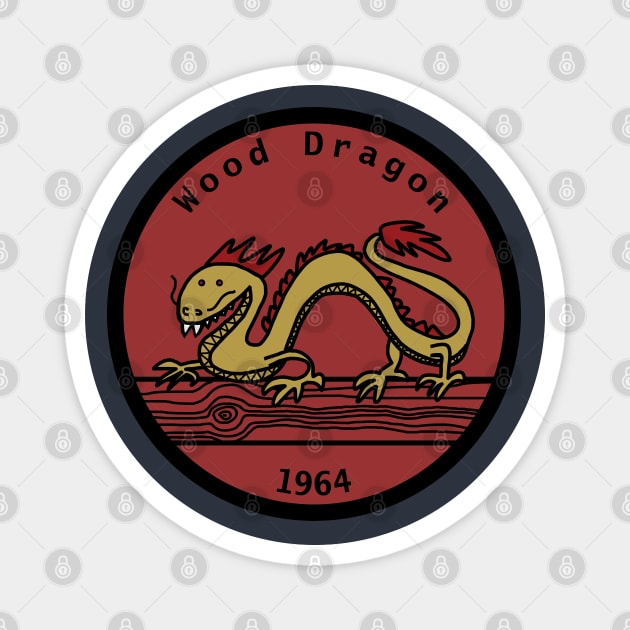 Wood Dragon Year of the Dragon 1964 Magnet by ellenhenryart